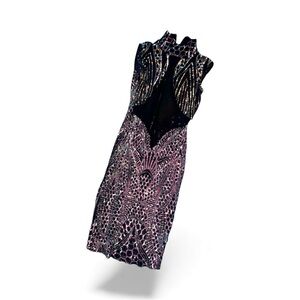 Elegant Black and Pink Beaded Dress